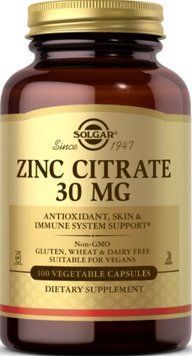 Цитрат цинка SOLGAR Zinc Citrate 30mg 100 раст капс 2956576470 фото