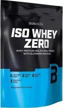 Протеїн для набору маси BioTech Iso Whey Zero lactose free 500 г чорний бісквіт 3839-30 фото