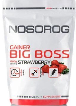 Гейнер Nosorog Gainer BIG BOSS 1,5 кг клубника 10010-03 фото