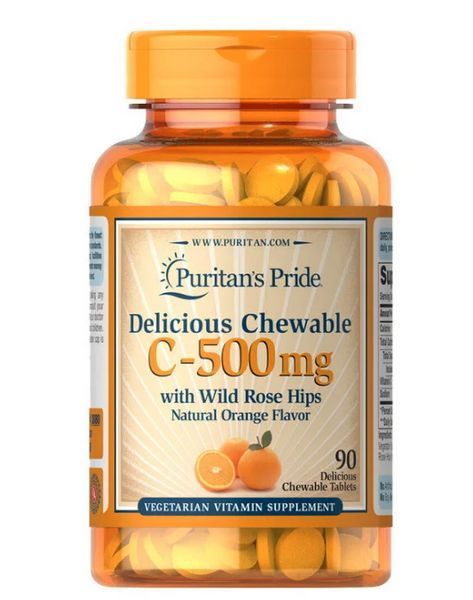 Вітамін С Puritan's Pride Chewable Vitamin C-500 mg with Wild Rose Hips 90 таб 11806 фото