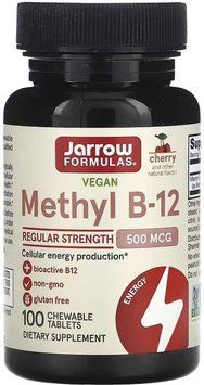 Вітамін В12 жувальний 500 мкг Jarrow Formulas Methyl B-12 100 льодяників зі смаком вишні 2956576417 фото