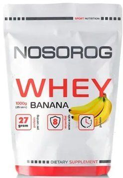 Сиворотковий протеїн NOSOROG Whey 1 kg банан 10006-02 фото