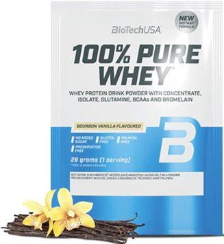 Протеїн для зростання м'язів BioTech 100% Pure Whey 28 гр бурбонська ваніль 10273-05 фото