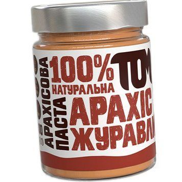 Арахисовое масло в стеклянной банке TOM peanut butter 300 г клюква 20859 фото